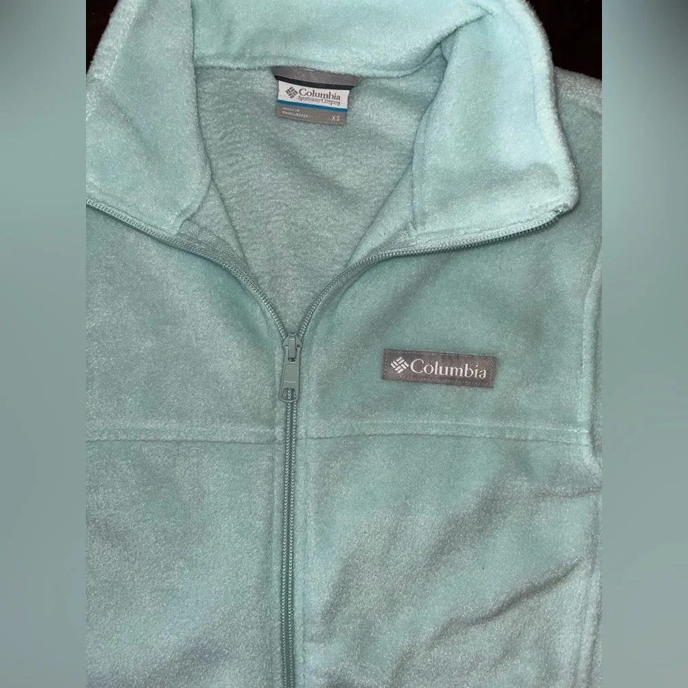 Columbia Benton Springs Full Zip Fleece Jacket Women’s XS Mint Blue Small Spot - Picture 6 of 12